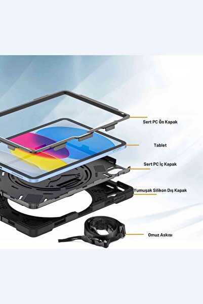 Fuchsia Galaxy Tab S10 FE Uyumlu 10.9" Tam Koruma Sağlayan Zırhlı Silikon Şok Emici Tablet Kılıfı uyumlu