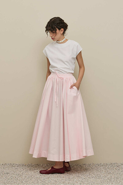 Fahhar Thick Folded Wide Skirt Light Pink
