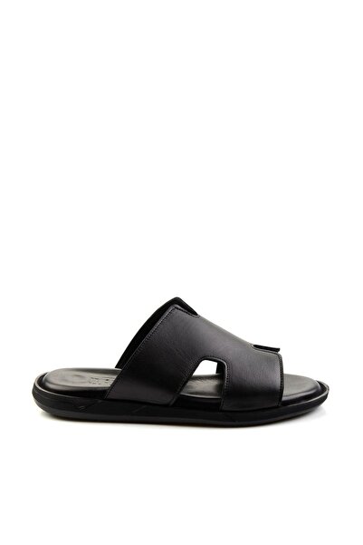 Bambi Siyah Leather Erkek Terlik E04433111143