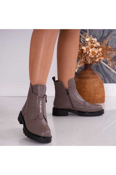 MODA STİL Women's Gray Faux Leather Fur-lined Boots Junli, 39