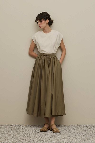 Fahhar Thick Folded Wide Skirt Mink