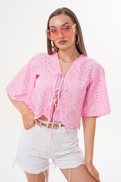 ŞİMAL Women's Laser Cut Lace Detailed Blouse 250615 -