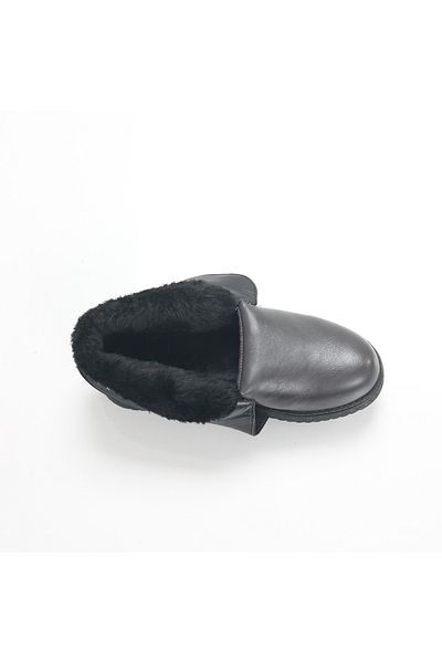 MODA STİL Women's Fur-lined Grey Boots Made of Eco-Leather Rafina, 40