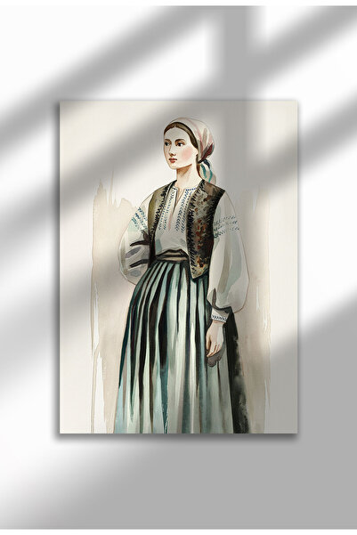 21mxm Romanian Folklore Poster, Traditional Costumes Digital Print on Canvas, Vintage Ethnic Wall Art