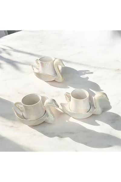 partridge store Swan Coffee Cup Set of 6
