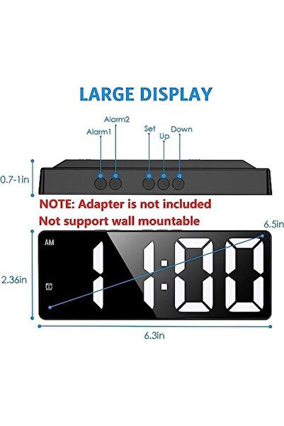 Generic LinJie Digital Alarm Clock, Mirror Surface LED Electronic Clocks, Bedside Desk Table Clock, Suitable