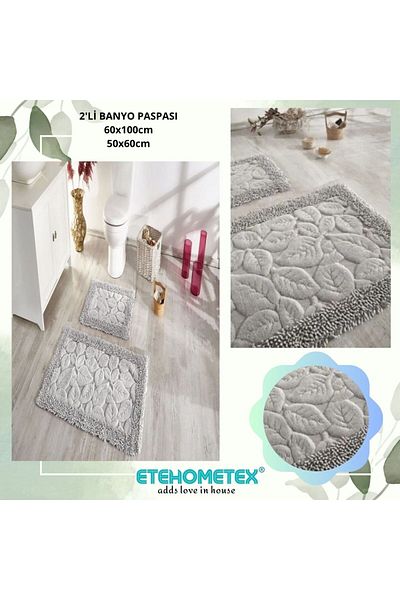 Çapa Home Çapa Home Cotton 2-Piece Bath Mat Leaf Pattern
