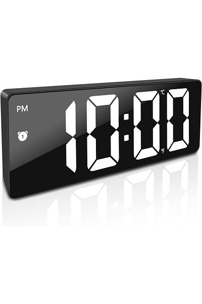 Generic ساعات منبهة لغرف النوم، شاحن USB، ساعة LED أساسية بجانب السرير مع شاشة كبيرة 7 بوصات، ساعة سنوز