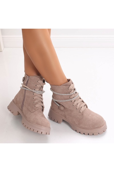 Botinelli Women's Beige Fur-lined Boots Made of -Suede Leather Savrin, 40