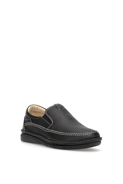 Ayakkabı Fuarı Elite Erlsn2628 Men's Genuine Leather Orthopedic Casual Shoes Black
