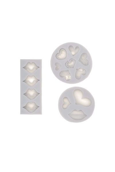 OEM Set of 3 heart-shaped cake molds, 1 x 12.8 x 4.8 cm, 1 x 10 cm, 1 x 8.5 cm, silicone