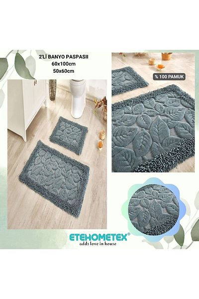 Çapa Home Çapa Home Cotton 2-Piece Bath Mat Leaf Pattern