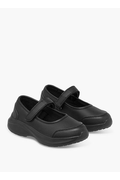 Dash Girls Solid School Shoes with Hook and Loop Closure