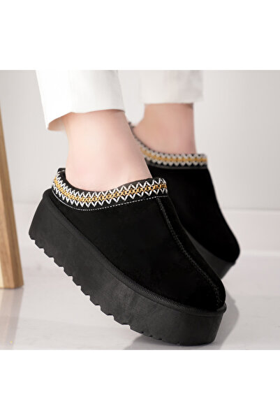 Botinelli Women's Black Fur-lined Moccasins Made of Edera -Suede Leather, 40