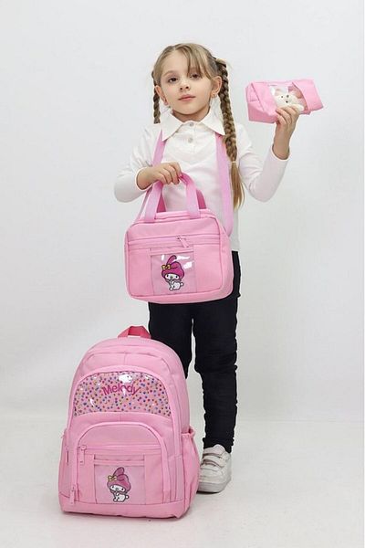 katun's store Girl's 3-Piece School Bag Set / Large Internal Volume, Durable, Lightweight and Healthy