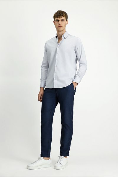 Kiğılı Long Sleeve Slim Fit Slim Fit Classic Patterned Cotton Shirt