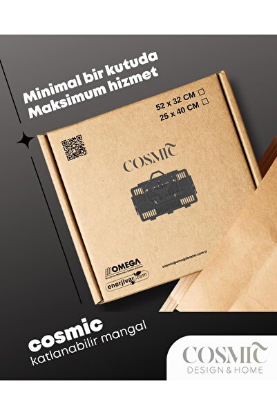 enerjivar COSMIC DESIGN Katlanır Mangal Katlanır Pratik Mangal Deri Kılıf Hediyeli Özel Kutulu