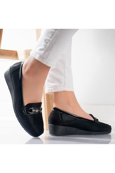 MODA STİL Women's Casual Shoes Black Made of Eco-Leather Mosin, 36