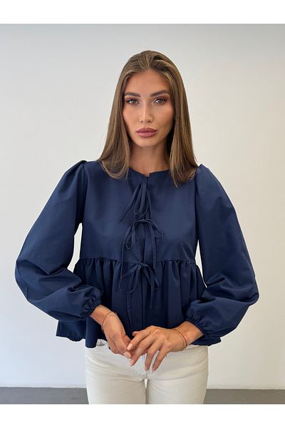 ossons Cămașă cu fundă din țesătură popelin de bumbac