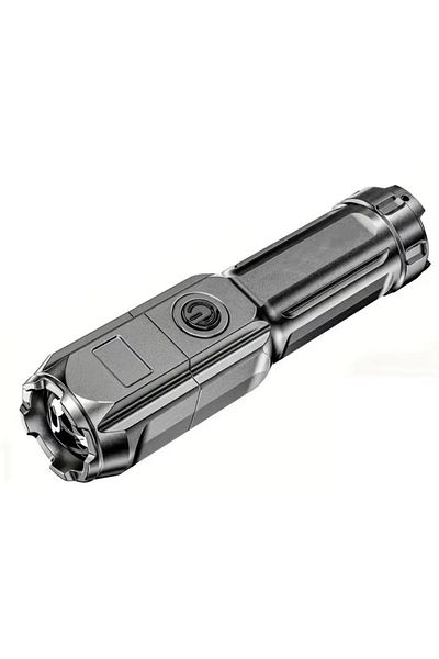 divendi-ro Powerful zoom flashlight, portable, multifunctional, USB rechargeable, very dark gray