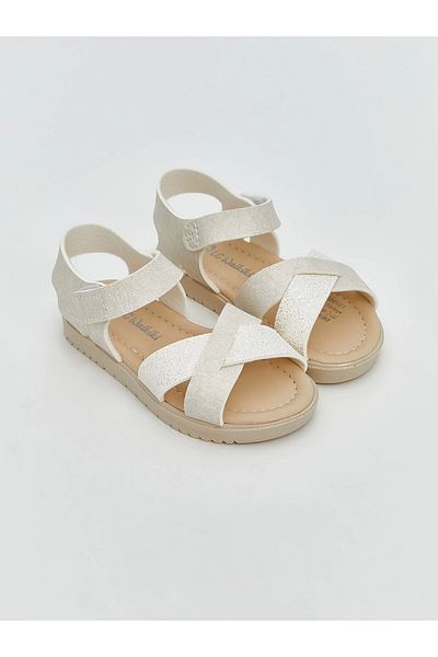 LC Waikiki Lcw Steps Ecru Cross-Strapped Baby Girl Sandals