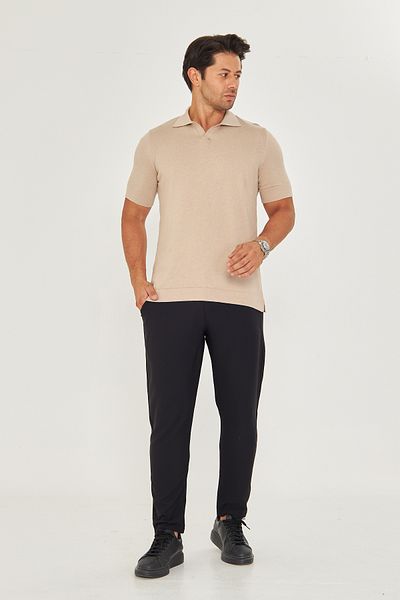 EDITION MAN Beige Thin Summer Soft Cotton Polo Neck Knitwear Tshirt Ee100511769