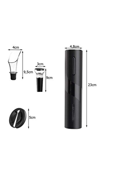 OEM Electric Tirbuson Set, 4 in 1 with Foil Cutter, Vacuum Stopper and Wine Aerator/Wine Pourer, Black