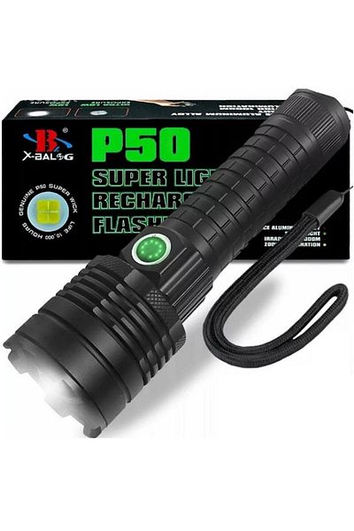 Welora Tactical Flashlight XHP50 LED, Professional, USB Charging - Black