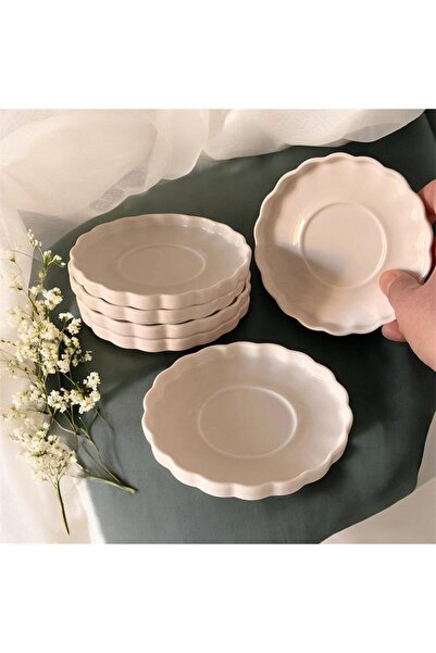 MİEN 6'LI İSTİRİDYE MODEL PORSELEN ÇAY TABAĞI