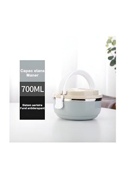 Briggs Food container, lunch box, 700 ml, stainless steel, vent valve, airtight closure, blue