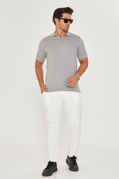 EDITION MAN Gray Thin Summer Soft Cotton Polo Neck Knitwear Tshirt Ee100511769