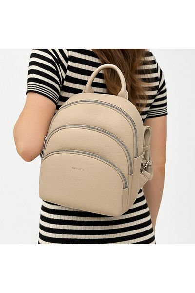 Micutz Women's backpack with multiple compartments, Casual, Eco-leather, Natascia Serene, 30x25x10 cm, Cream