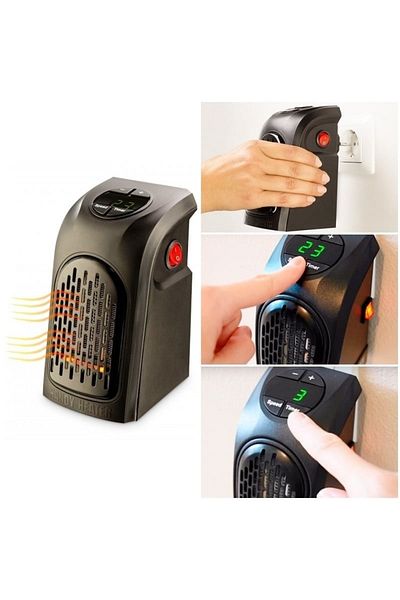 divendi-ro Mini Electric Air Heater, 400W, automatic shut-off after 12 hours, Black