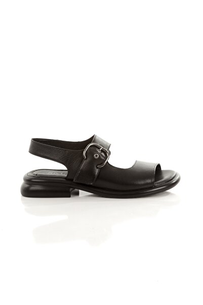 Modabuymus Orka Black Soft Genuine Leather Daily Women's Sandals