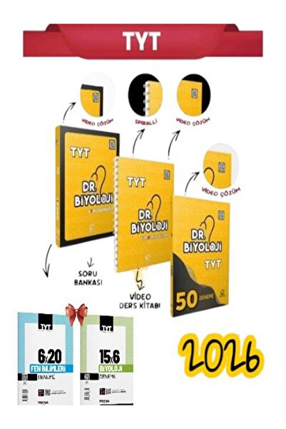 Oksijen Yayınları DR.BİYOLOJİ TYT SORU BANKASI+TYT VİDEO DERS KİTABI+TYT 50 D...