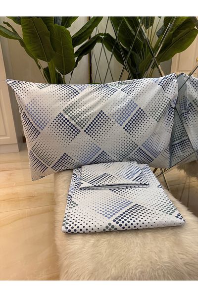 micoton Patterned Single 100% Cotton Elasticless Sheet and Pillowcase Set