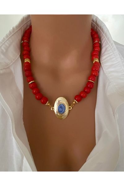 TARZ-I TAKI Red Cellar Beads Special End Necklace