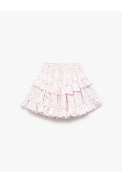 Koton New Season Layered Viscose Skirt with Ruffle Detail