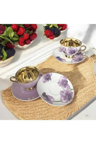 partridge store Gold Gilded Porcelain Turkish Coffee Cup Set of 6