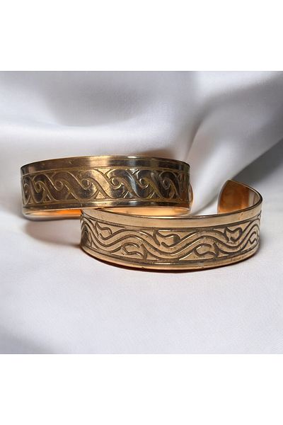 PrestigeSO Handwork Wave Pattern Pure Copper Bracelet Set Raw Copper Bracelet - Healthy Organic Design