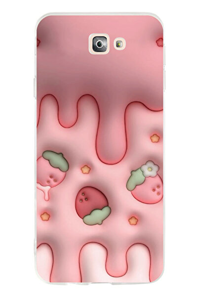 TechTree Samsung Galaxy J7 Prime Uyumlu Çilekli Pasta Şeffaf Silikon Kılıf