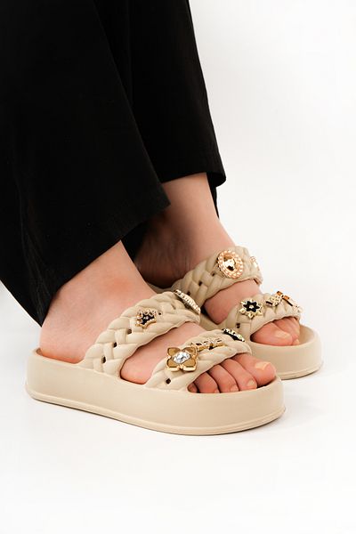 Babetty New Season Comfortable Stylish Flat Heel Lightweight Full Mold Women's Slippers Beach Pool Daily