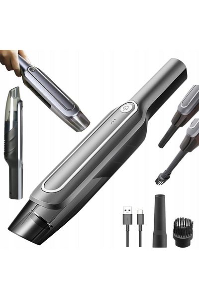 Welora Compact, powerful vacuum cleaner for home and car, cordless, 60 W, HEPA filter - Black/Grey