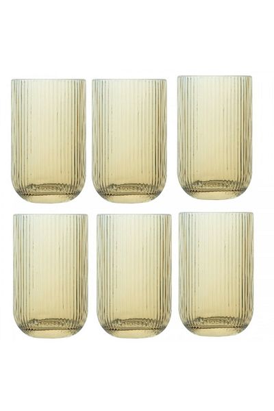 Raki Set 6 pahare sticla inalte Bloom Yellow 410ml 8xh13cm