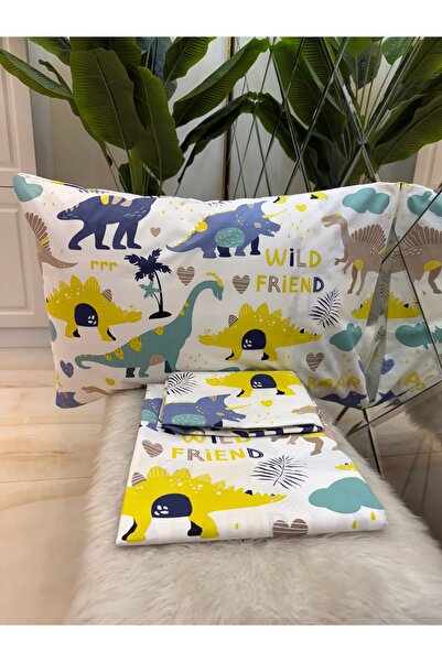 micoton Patterned Single 100% Cotton Elasticless Sheet and Pillowcase Set