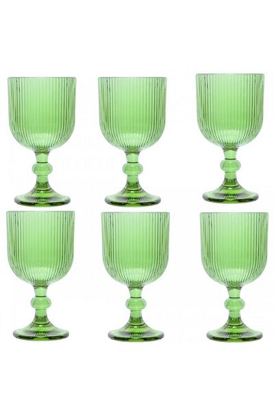 Raki Set 6 pahare sticla vin alb Bloom Green 250ml 8xh14,5cm