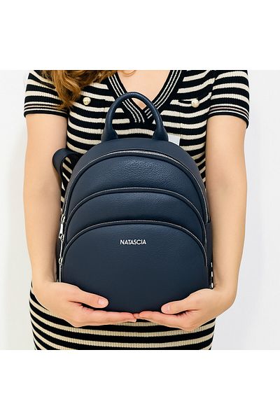 Micutz Rucsac dama cu multiple compartimente,Casual,Piele Ecologica, Natascia Serene, 30x25x10 cm,Albastru