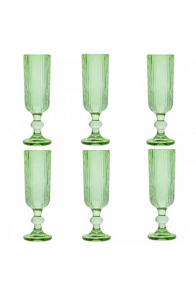 Raki Set 6 pahare sticla sampanie Bloom Green 150ml 6xh18,5cm