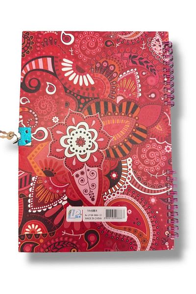 madam gold Locked Diary Notebook – Powder Flower & Butterfly Design