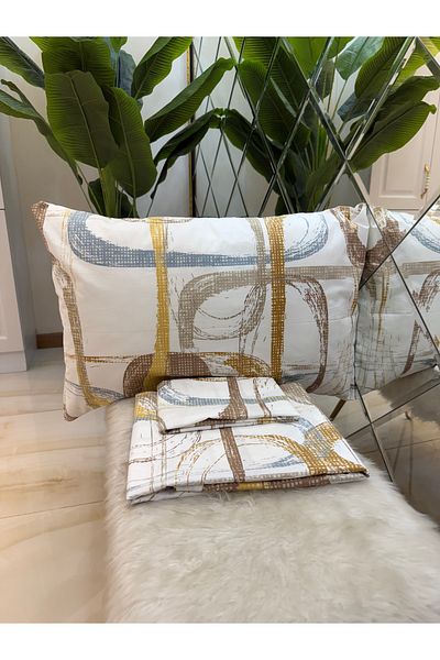 micoton Patterned Single 100% Cotton Elasticless Sheet and Pillowcase Set